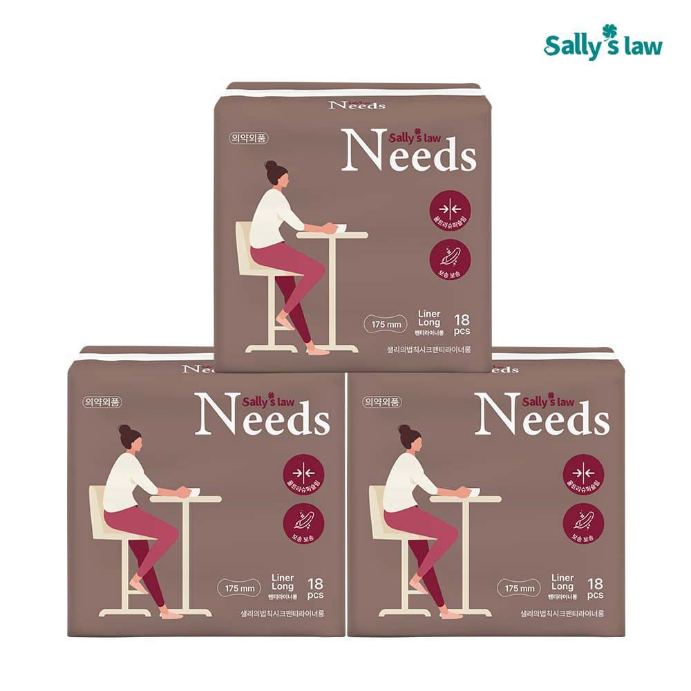 [SALLY'S LAW] Needs Ultra Slim Sanitary Napkin Panty liner 18 PCS – 1,500 Air Holes for Freshness, Triple Leak-Proof Design, Breathable Comfort All Day - Made in Korea